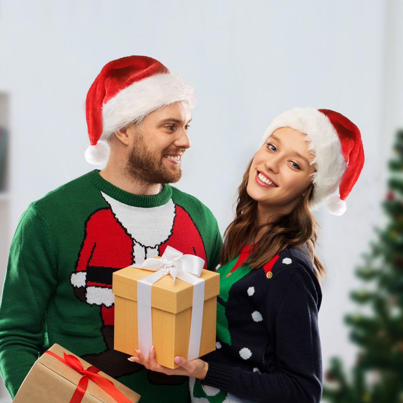 Santa Hat, Christmas Hat With Colorful Led Strip Lights