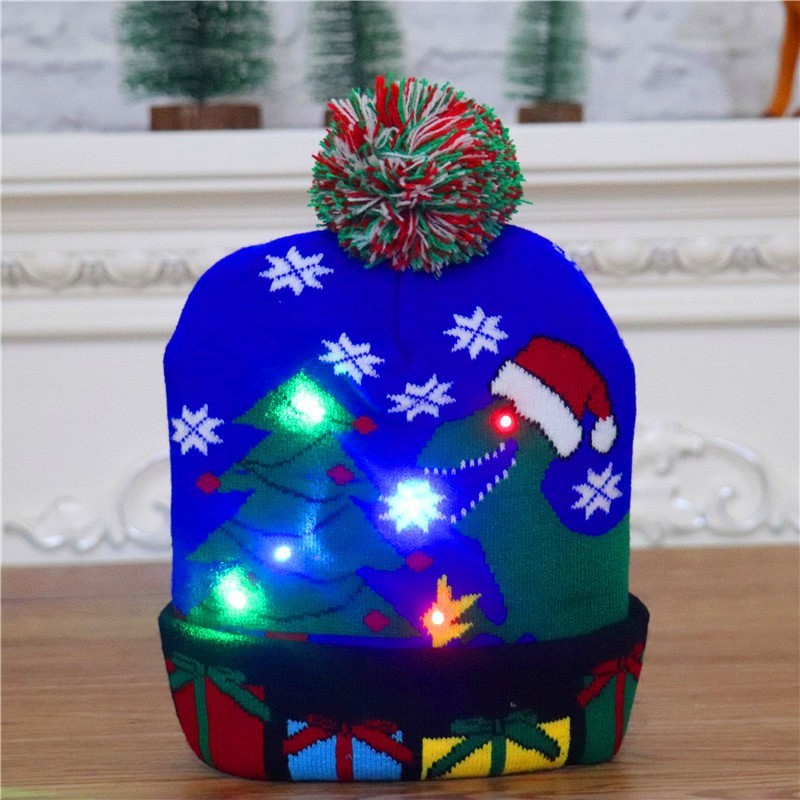 LED Christmas Hat Sweater Knitted Beanie Christmas Light Up Knitted Hat