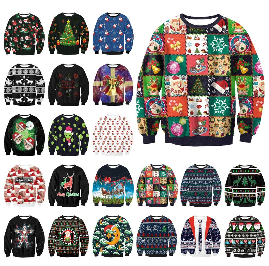 CHRISTMAS SWEATER Vacation Santa Elf Funny Womens Men Sweaters Tops Autumn Winter Clothing