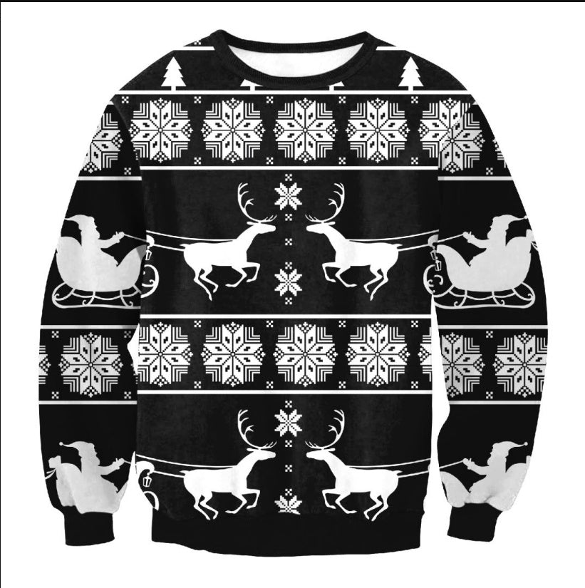 CHRISTMAS SWEATER Vacation Santa Elf Funny Womens Men Sweaters Tops Autumn Winter Clothing