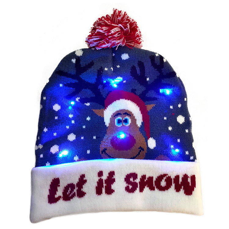 LED Christmas Hat Sweater Knitted Beanie Christmas Light Up Knitted Hat