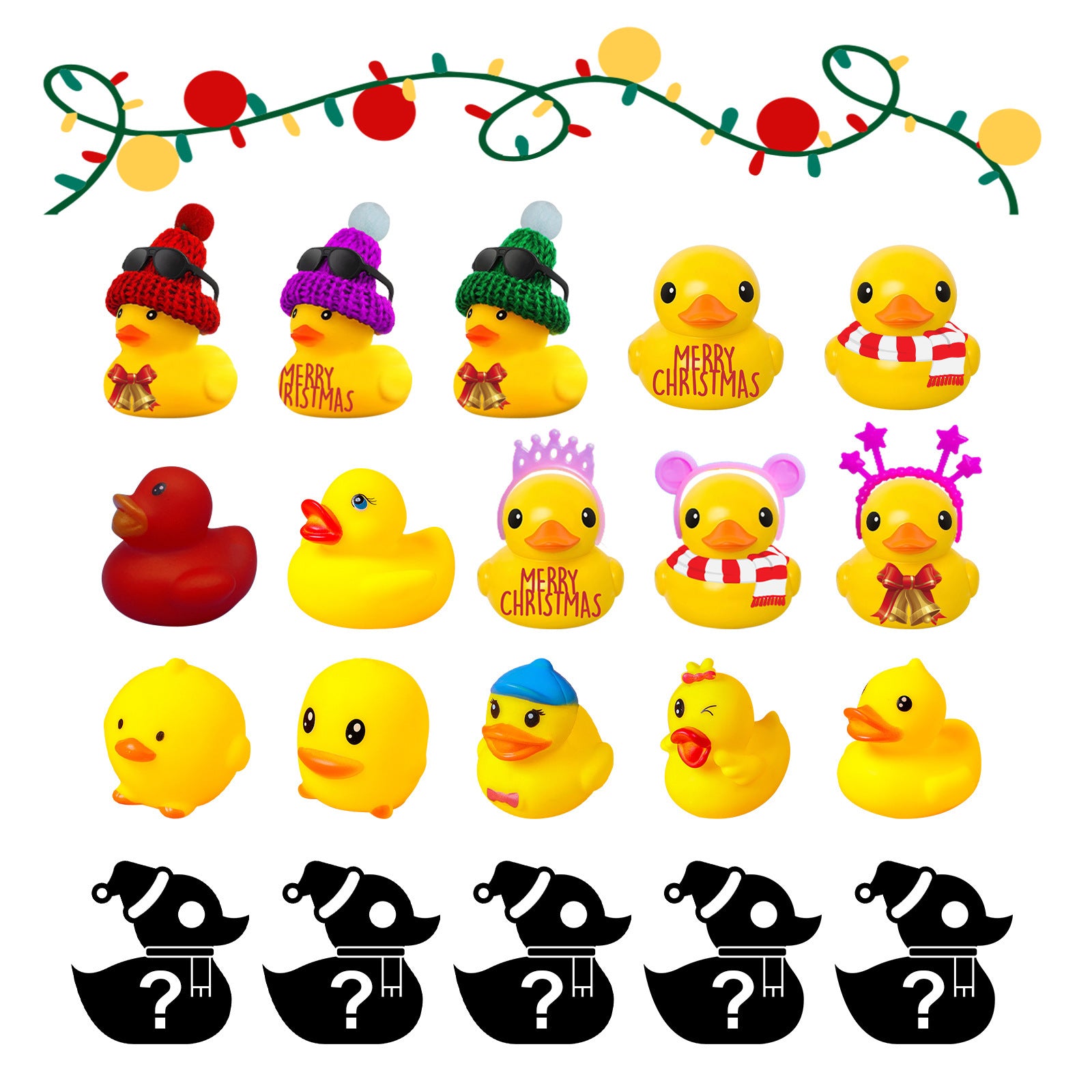 Advent Calendar Christmas Xmas Gifts, Funny Ducks Toy Set